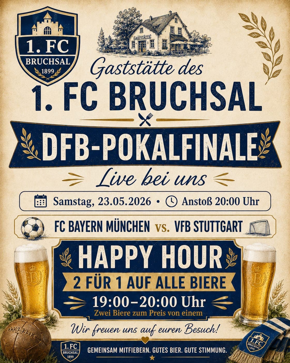 DFB-Pokalfinale live in der Gaststätte des 1. FC Bruchsal